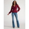 thumbnail image 2 of Sofia Jeans Women's Ruched Waist Top with Long Sleeves, Sizes XS-XXL, 2 of 4
