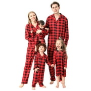 Qiylii Matching Family Christmas Pajamas Set Red Buffalo Plaid Pajamas Matching