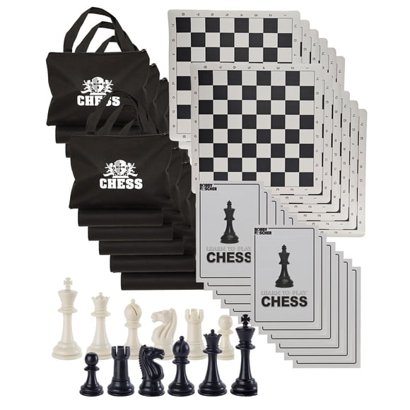 Set de ajedrez WE Games Tournament con tablero de ajedrez y bolsa de 34 piezas