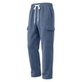 thumbnail image 6 of Frostluinai Mens Fleece Line Sweatpants Cargo Joggers Open Bottom Track Pants Solid Lightweight Running Outdoor Sweat Pant with Pocket S-3XL, 6 of 10