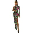 Blacklight Neon Paint Splatter Half Dleeve Split Dress evening dresses