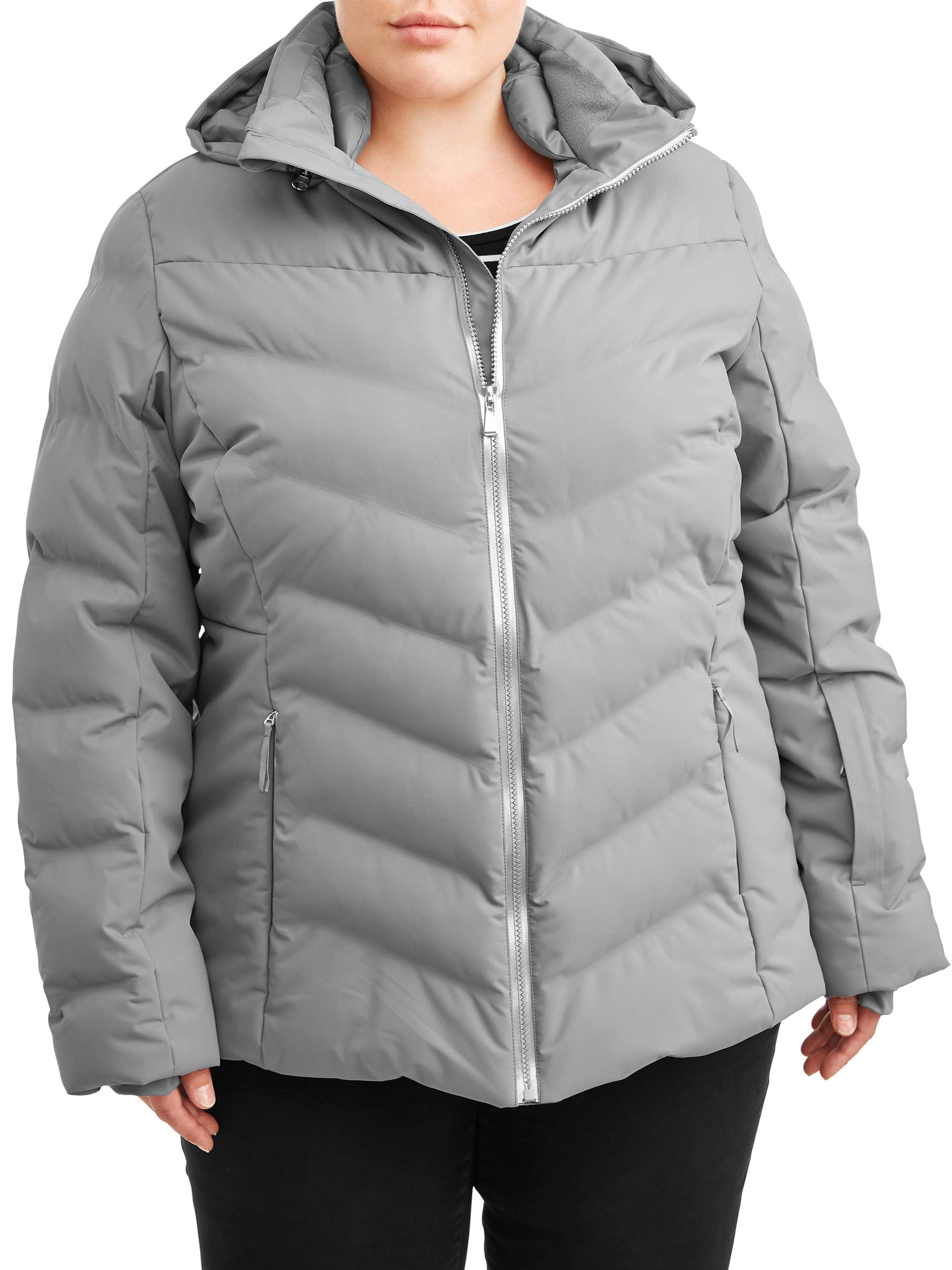 Essentials Womens Plus Size Hooded Puffer Coat