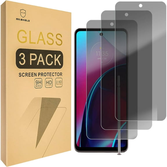 Mr.Shield Privacy Screen Protector compatible with Motorola Moto G Stylus (2022) / Moto G Stylus 5G (2022) [Not Fit for 2021/2020 Version] [Tempered Glass][3-Pack] [Anti Spy]