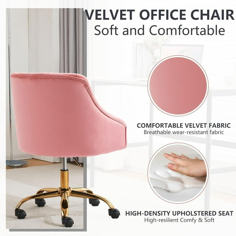 Velvet Office Swivel Chair Vanity Chair Fabric Desk Chair Pretty Fancy Chair Gold Office Chair for Girls Swivel Height Adjustable Reception Chair Burgundy Walmart
