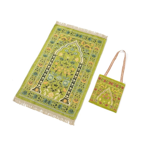Muslims Prayer Mat Rugs with Bag Travel Portable Flower Pattern Carpet Tassels Blanket Home Decors 70x110cm