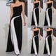 thumbnail image 2 of Vestido largo sin mangas con parte superior de tubo de cintura delgada de Color sólido informal Sexy elegante de moda para mujer Pompotops  ghjkhdj1082, 2 of 9
