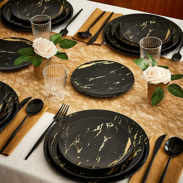 Marble Design Disposable Dinner Plates For Party (10 Pc) Heavy