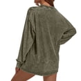 thumbnail image 3 of Yigetop Crewneck Oversized Long Sleeve Shirts for Women Loose Fit Acid Wash Tshirt Basic Solid Color Tee Sweatshirt Lightweight Soft Blackish Green M, 3 of 4