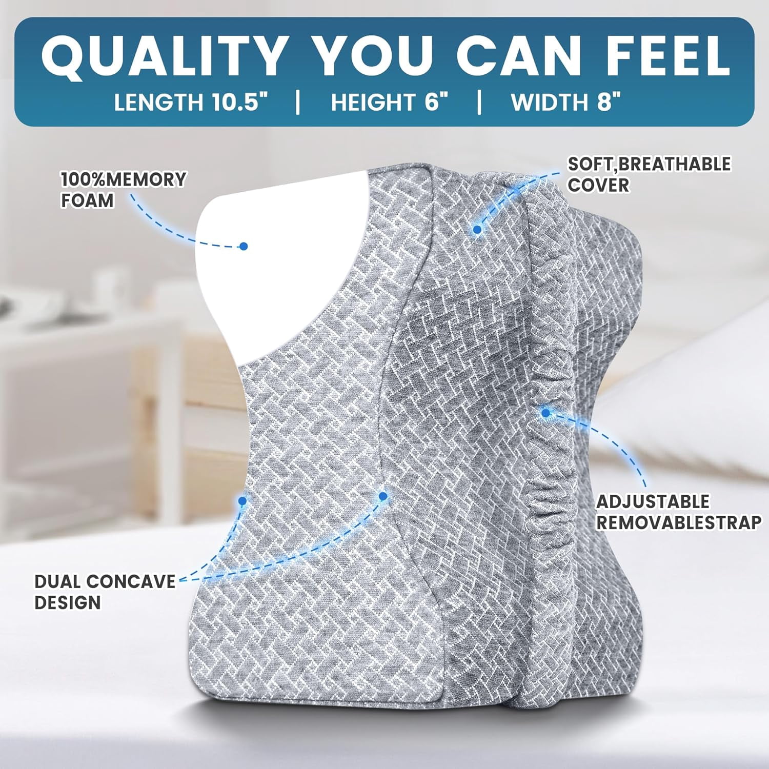 Knee Pillow for Side Sleepers,Leg Pillow for Knees,Hips,Sciatica,Joints,Back Pain Relief,Memory Foam Pillow Between Legs for Knee and Thighs Support,Ideal for Pregnancy and Post-Surry Recovery