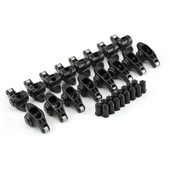 Speedmaster PCE261.1162 Compatible with Chevy SBC 350 1.6 Ratio 3/8" Ultra Black Chromoly Roller Rocker Arms Set