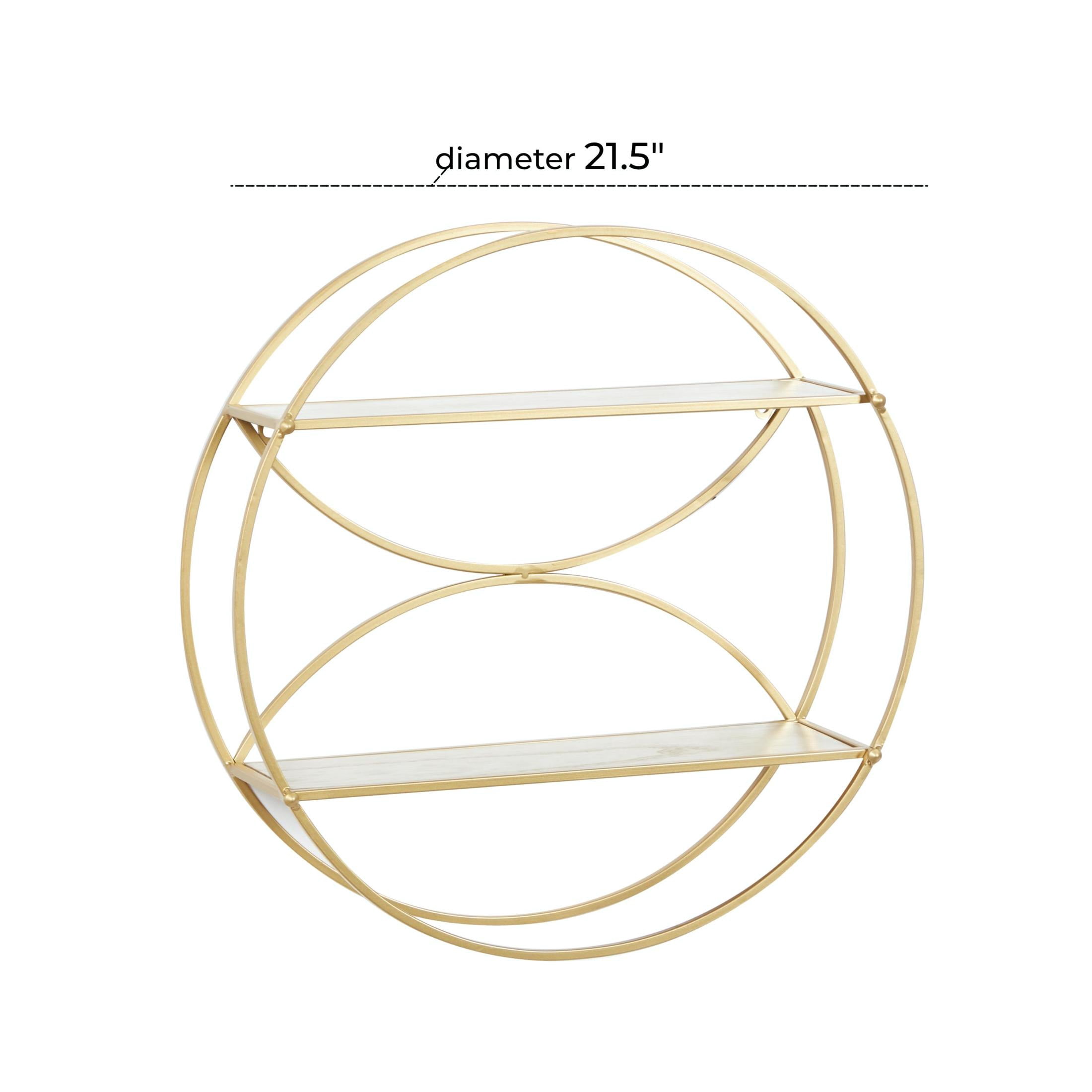 CosmoLiving by Cosmopolitan 22" x 7" Round 2-Tier Gold Geometric Wall Shelf
