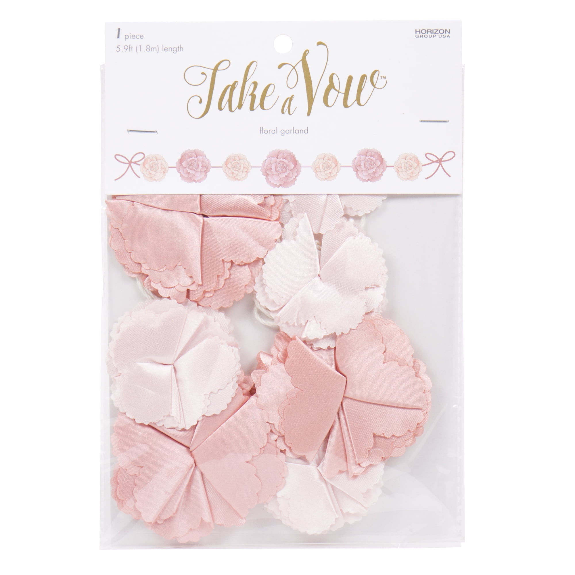 Take a Vow Pink and Peach Satin Flower Garland, 5.9 ft., All Occasions