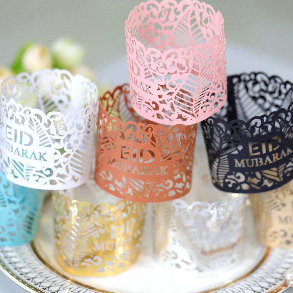 10pcs Eid Mubarak Napkin Holder Hollow Lace Paper Ring Ramadan Festival Part P5