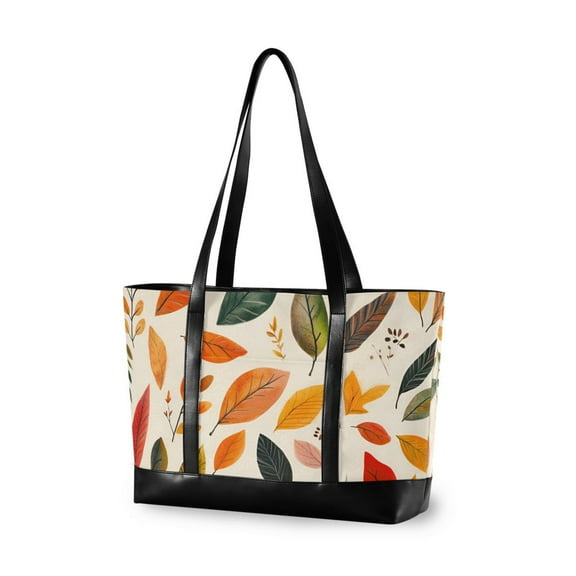 FORMRS Laptop Tote Bag for Women with 15.6" Computer Compartments Handbag, Colorful Leaves