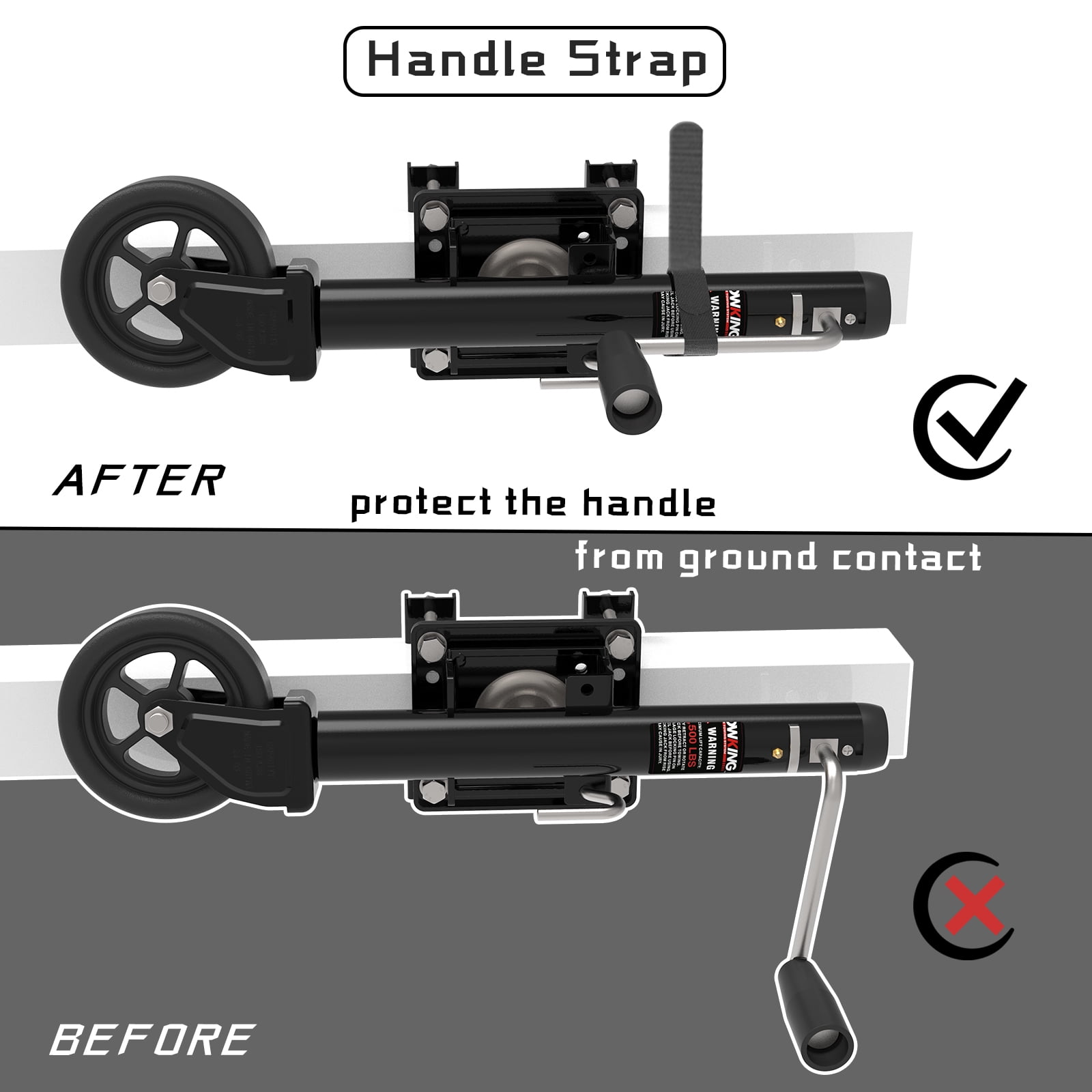 TOWKING Upgraded Spoke Wheel Trailer Jack, 10" Vertical Movement, 1500 lbs, for RV, Boat, Trailer and More, Black