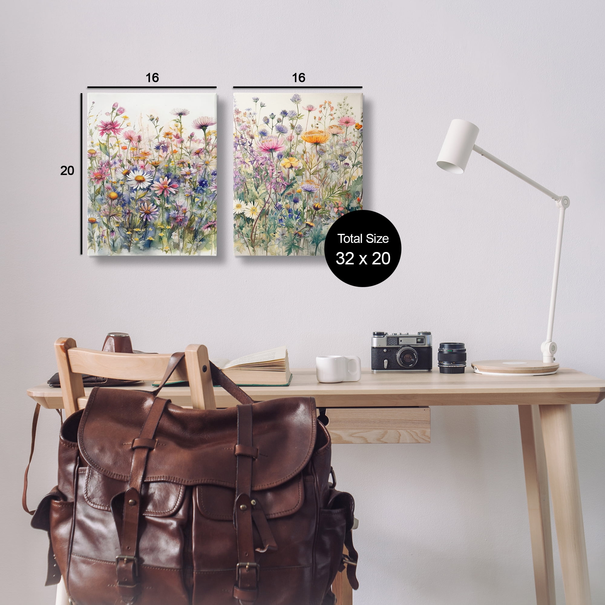 Stupell Industries Watercolor Daisy & Aster Field Plants & Flowers Painting Wrapped Canvas Art Print Wall Art, 16 x 20, Set of 2