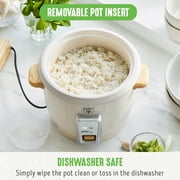 GreenLife 3-Cup Electric Rice Cooker, Ceramic Nonstick, Dishwasher Safe Parts, Cream