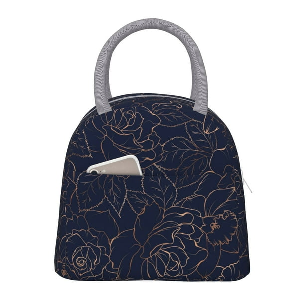 Disketp Navy Dark Blue Bolsa Térmica para Almuerzo, Lonchera con Abertura Amplia y Gran Capacidad, Organizador Reutilizable para Mujeres, Hombres y Adultos