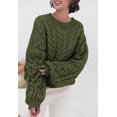 thumbnail image 3 of PRETTYGARDEN Womens Sweaters Spring 2025 Cable Knit Long Sleeve Crewneck Oversized Sweater Chunky Pullover Loose Outfits, 3 of 8