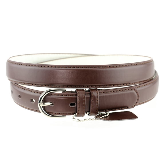 Eurofashion Women's Basic Genuine Bonded Leather Dressy Belt, Light Brown, Medium