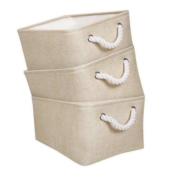 1X Storage Bag Canvas Fabric Foldable Basket Laundry Storage Baskets With Handles for Toys