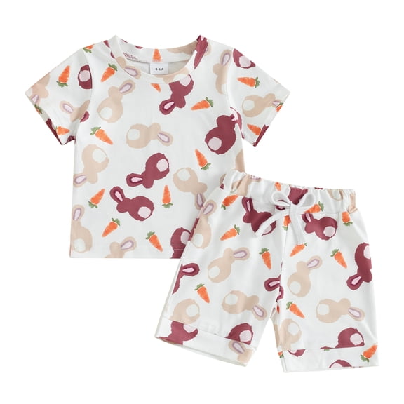Bagilaanoe 2pcs Toddler Baby Girl Shorts Set Short Sleeve Print T Shirt Tops   Shorts 6M 12M 18M 24M 3T Kids Casual Summer Clothes