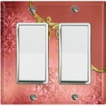 thumbnail image 1 of Metal Light Switch Plate Cover Red Floral Damask Frame Honeycomb Trim DAM056, 1 of 13