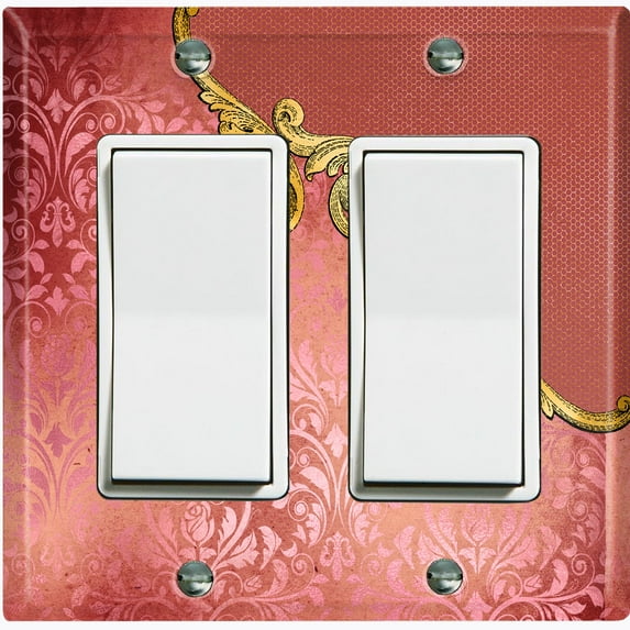 Metal Light Switch Plate Cover Red Floral Damask Frame Honeycomb Trim DAM056