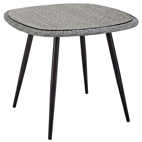 Afuera Living 36" Square Glass Top Patio Bistro Table in Gray