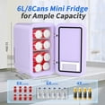 thumbnail image 3 of Mini Fridge, 6 Liter/8 Can 110V AC/DC Portable Thermoelectric Cooler Refrigerators for Bedroom, Personal Skin Care Fridge for Cosmetics, Drink, Milk, Office, Dorm Room and Car, White, 3 of 9