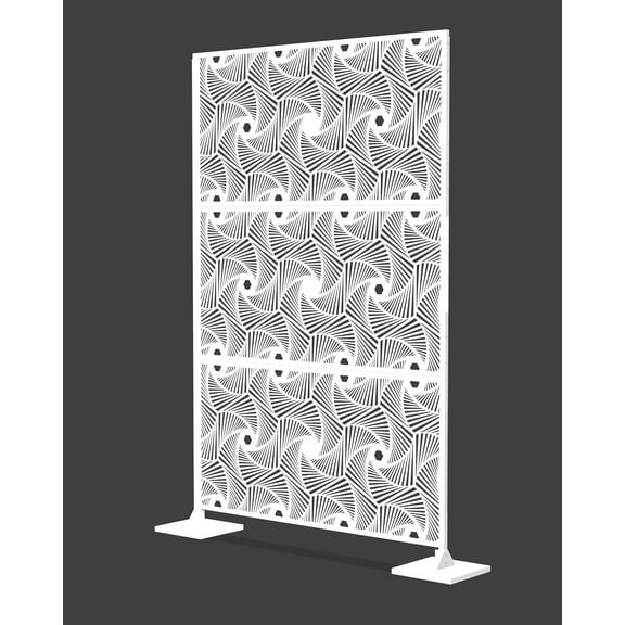 Laser Cut Metal Privacy Panel, Room divider, Privacy Screen, Metal Fencing, White color combo set(4'x6')