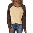 thumbnail image 1 of Plebaso T-Shirts à Manches Longues pour Femmes Col Rond Décontracté Léger avec Poche, 1 of 7