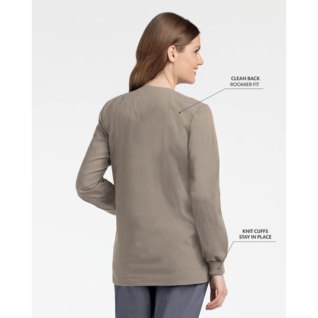 Landau Veste de Gommage Classique pour Femmes, Coupe Décontractée, Col Rond, 4 Poches