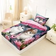 thumbnail image 4 of Erosebridal Kawaii Cat Kitten Twin Sheet Sets,Pink Lotus Flowers Bedding For Girls Kids 3-Piece, 4 of 6