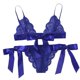 thumbnail image 1 of Gibobby Lencería sexy de encaje para dormir Side Set Tie Festoneado Trim Mujeres Bow Lace Underpant Lingerie Bra Sexy(Azul, L), 1 of 4
