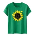 thumbnail image 4 of Women's Floral Printed Tops Crew Neck Short Sleeve Sunflower Graphic Tees Summer Loose Fit Casual T-Shirts (S, Green 03), 4 of 5