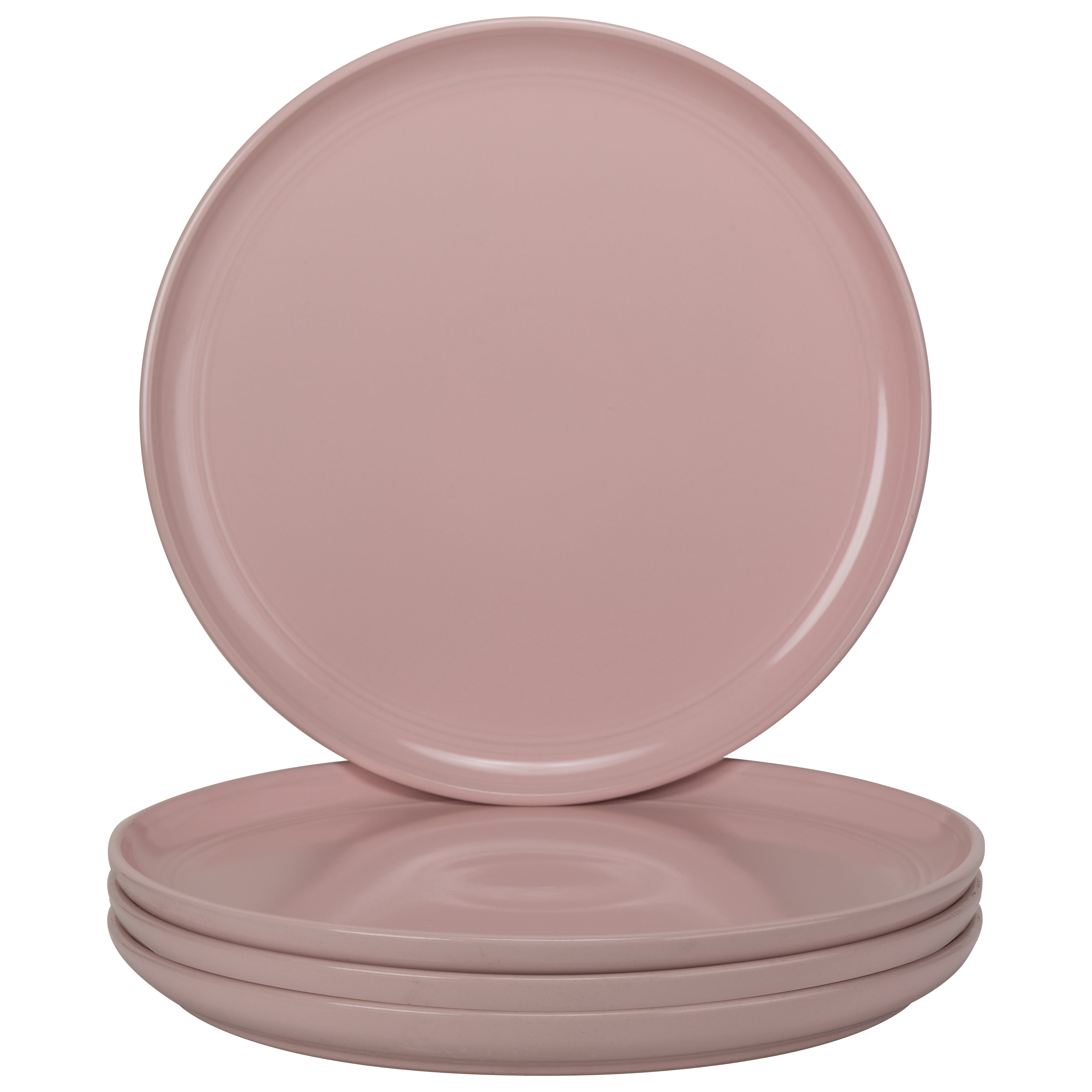 10 Strawberry Street Double Line Pink 10.5" Dinner Plate Set of 4