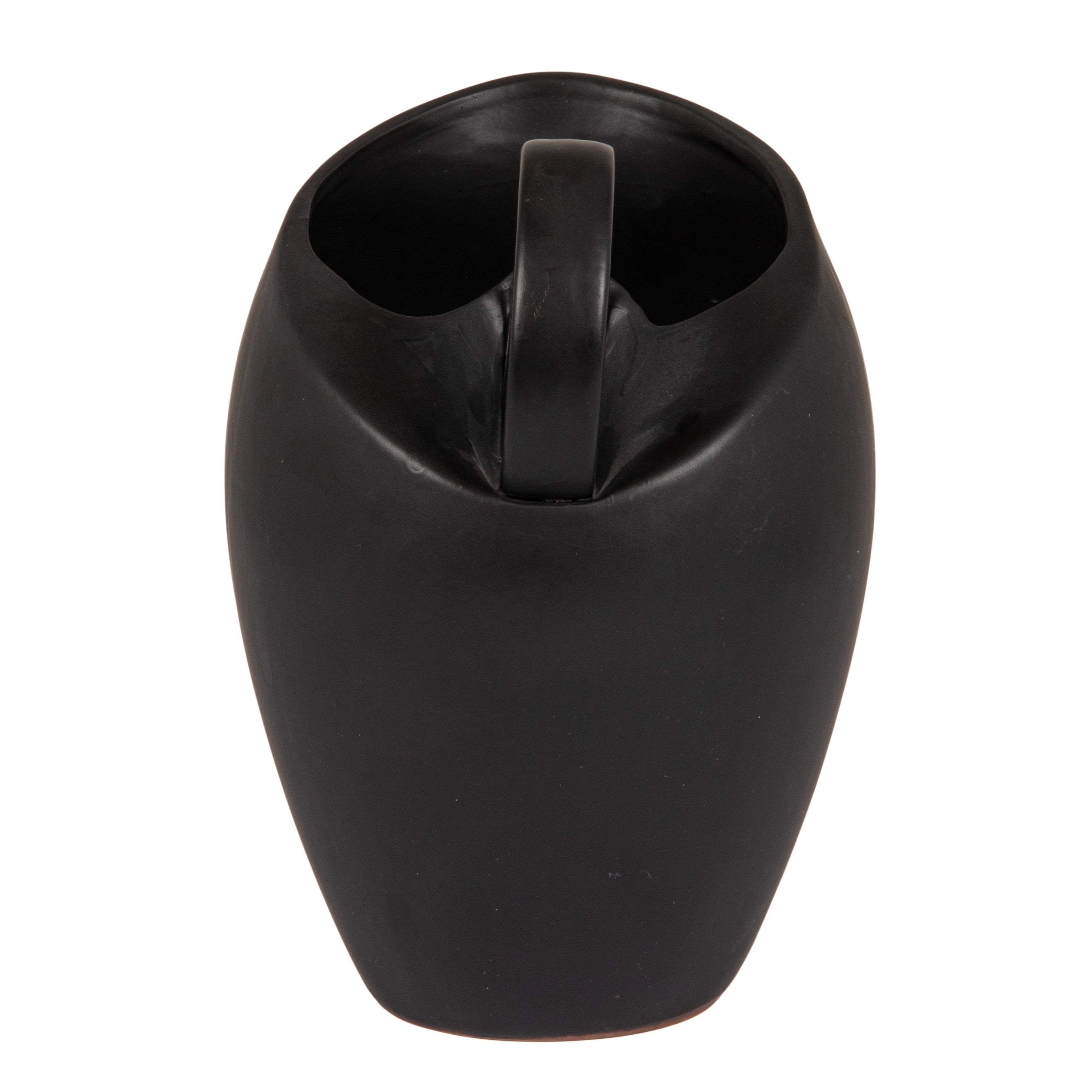 Bloomingville 82-Ounce Textured Stoneware Pitcher with Reactive Glaze, Matte Black