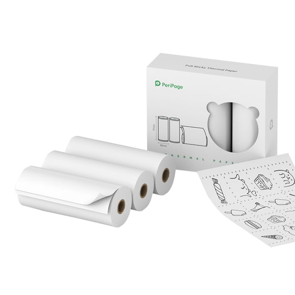 PeriPage Rouleau de Papier Thermique Autocollant 77 x 30mm Sans BPA Imprimable Imperméable Résistant à l'Huile et à la Friction pour A9/A9s/A9 Pro/A9 Max/A9s Max Mini Pocket Mobile