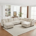 thumbnail image 2 of Sectional Couches for Living Room, Convertible Sectional Sofa Couch L Shaped Couch with 2 Comfort Cushions & USB Ports, Comfy Sofa Couch in Corduroy, 8-Seat Small Couches for Bedroom, Apartments,Beige, 2 of 9