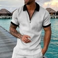 thumbnail image 2 of Eashery Man Summer Fashion Polo shirt Turn Down Collar Zipper Mens Top Shirts Dark Gray 2XL, 2 of 5
