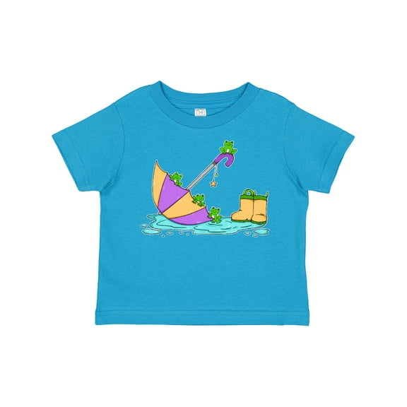Inktastic Cute Frogs in a Umbrella with Boots Boys or Girls Toddler T-Shirt