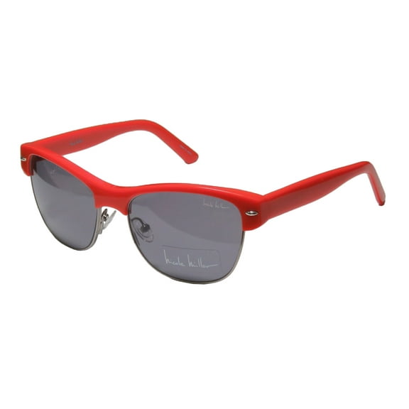NEW NICOLE MILLER RECTOR WOMENS/LADIES DESIGNER FULL-RIM 100% UVA & UVB CORAL / GRAY COLOR COMBINATION FASHIONABLE SUNNIES SHADES FRAME GRAY LENSES 55-17-130 SUNGLASSES/EYEWEAR