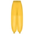 thumbnail image 5 of Aislor Women Belly Dance Side Split Yoga Pants Bloomer Trousers Perforance Yellow One Size, 5 of 7