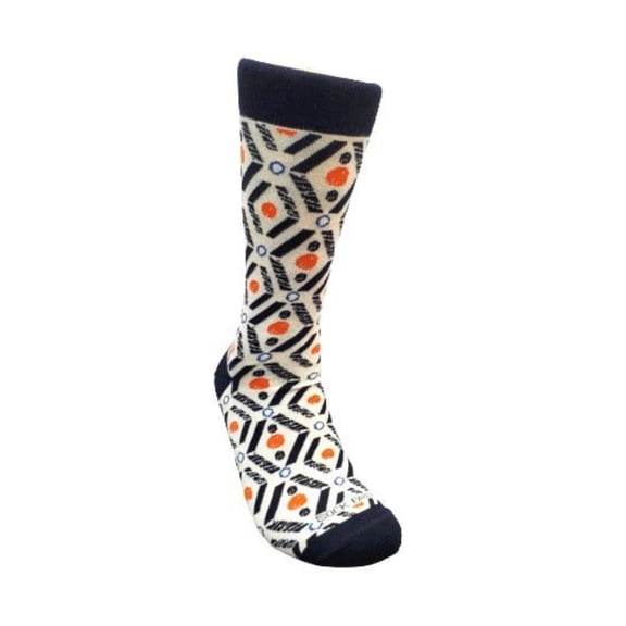 Salmon and Navy Blue Patterned Socks (Adult Large - Men's Shoe Sizes 8-12) from the Sock Panda