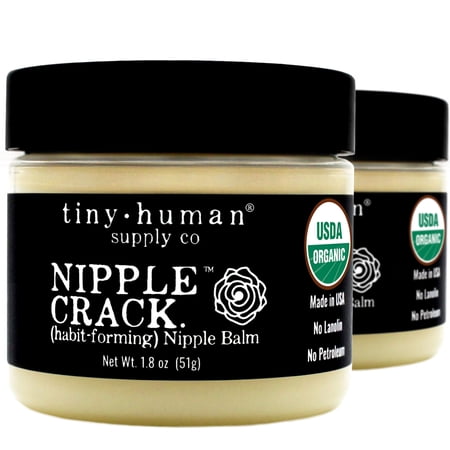 Organic Nipple Cream, Nipple Crack (2 pack), Lanolin-Free Breastfeeding Nipple Balm, Tiny Human Supply Co