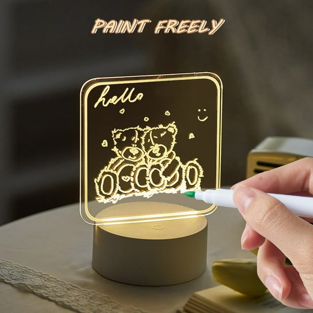 Acrylic Transparent Notepad Erasable Ins Wind Message Board Holiday Lights Gift Children Girlfriend Decorative Night Light (5ml)