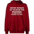 thumbnail image 2 of OXI Hoodie Sweatshirt - Never Mistake Silence, Basic Casual Hoodie for Men's and Women Fleece Hoodie Long Sleeve - Antiquee Cherry Small, 2 of 3