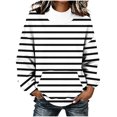 thumbnail image 6 of Kizanda Women Striped Mock Neck Sweatshirt with Front Pocket Loose Fit Printed Fashion Long Sleeve Pullover Sweatshirt Casual Outdoor Soft Raglan Sleeve Fall Winter Blouses XXL, 6 of 7