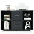 thumbnail image 1 of Gymax Rolling Wood File Cabinet w/ 2 Large Drawers & 4 Open Compartments Office Black, 1 of 9